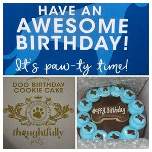 Dog Birthday Cookie Cake - Blue and Brown